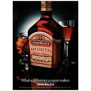 1981 Hiram Walker Amaretto What Difference A Name Makes Vintage Print Ad Bar Art